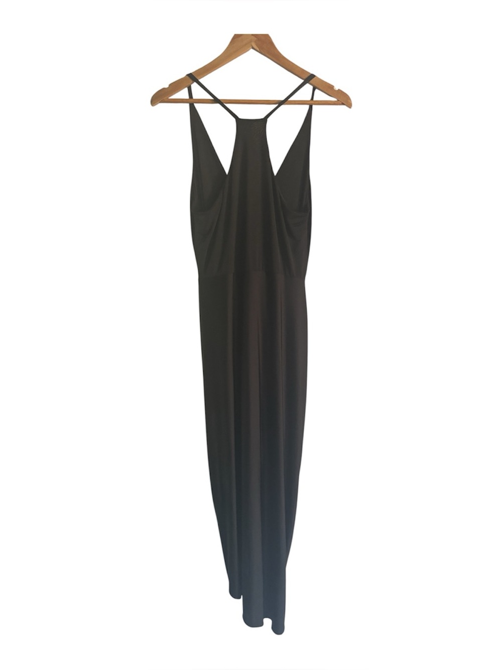 Malibu Black Maxi Dress with Thin Strappy Racerback